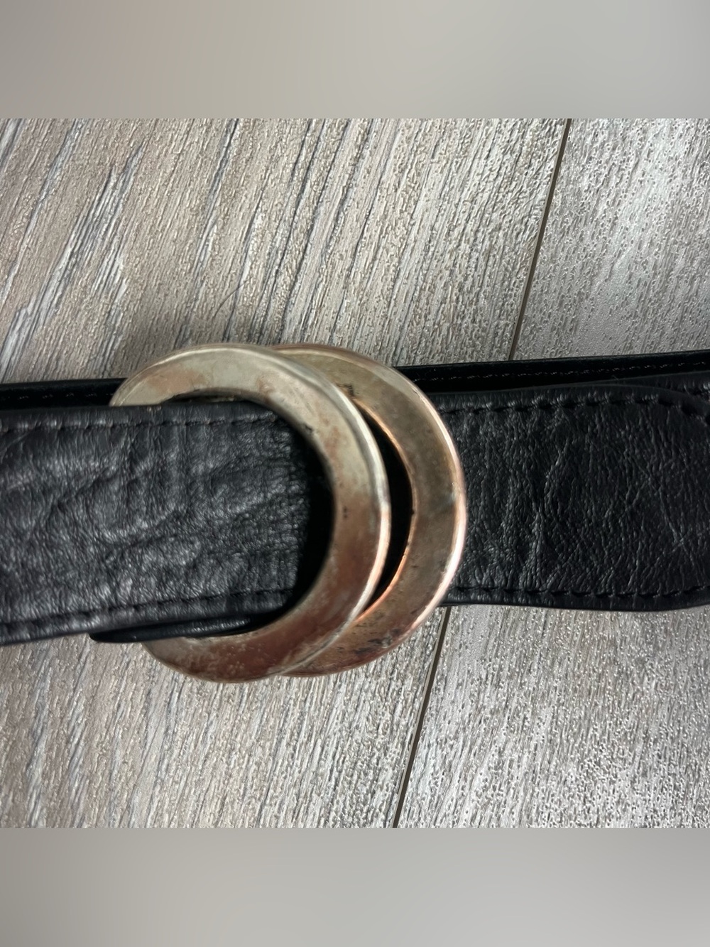 Vintage Black Leather Belt Silver Ring Buckle Boho Western S/M - Picture 4 of 10